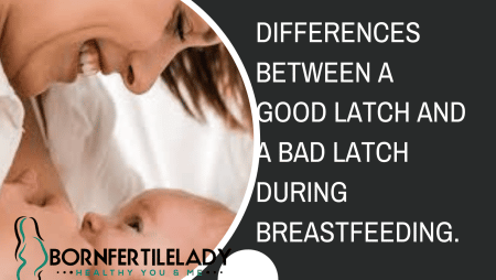 Differences between a good latch and a bad latch during breastfeeding. 4